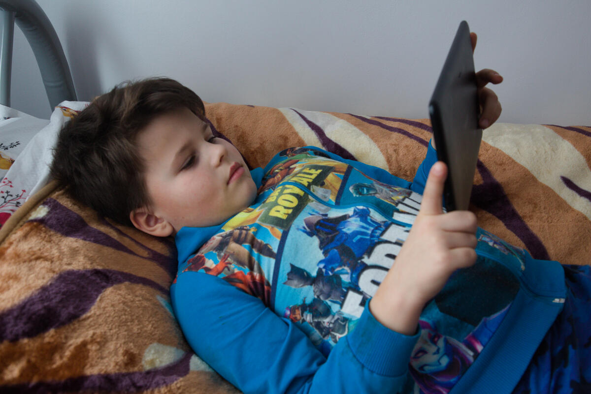 David, el hijo de Julia de 8 años procedente de Ucrania